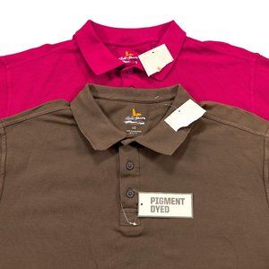 LOT OF 2 Field & Stream L Men's Short Sleeve Pigment Dyed Polo Shirts NEW NWT